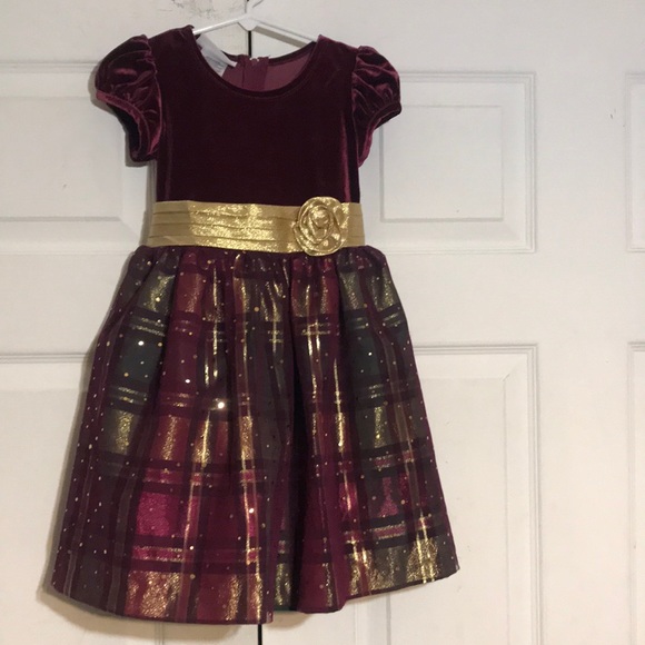 Girl’s Holiday Velvet Iridescent Dress - Picture 1 of 12